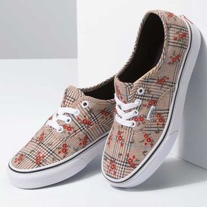 NEW Vans Authentic Glen Plaid Floral Embroidered